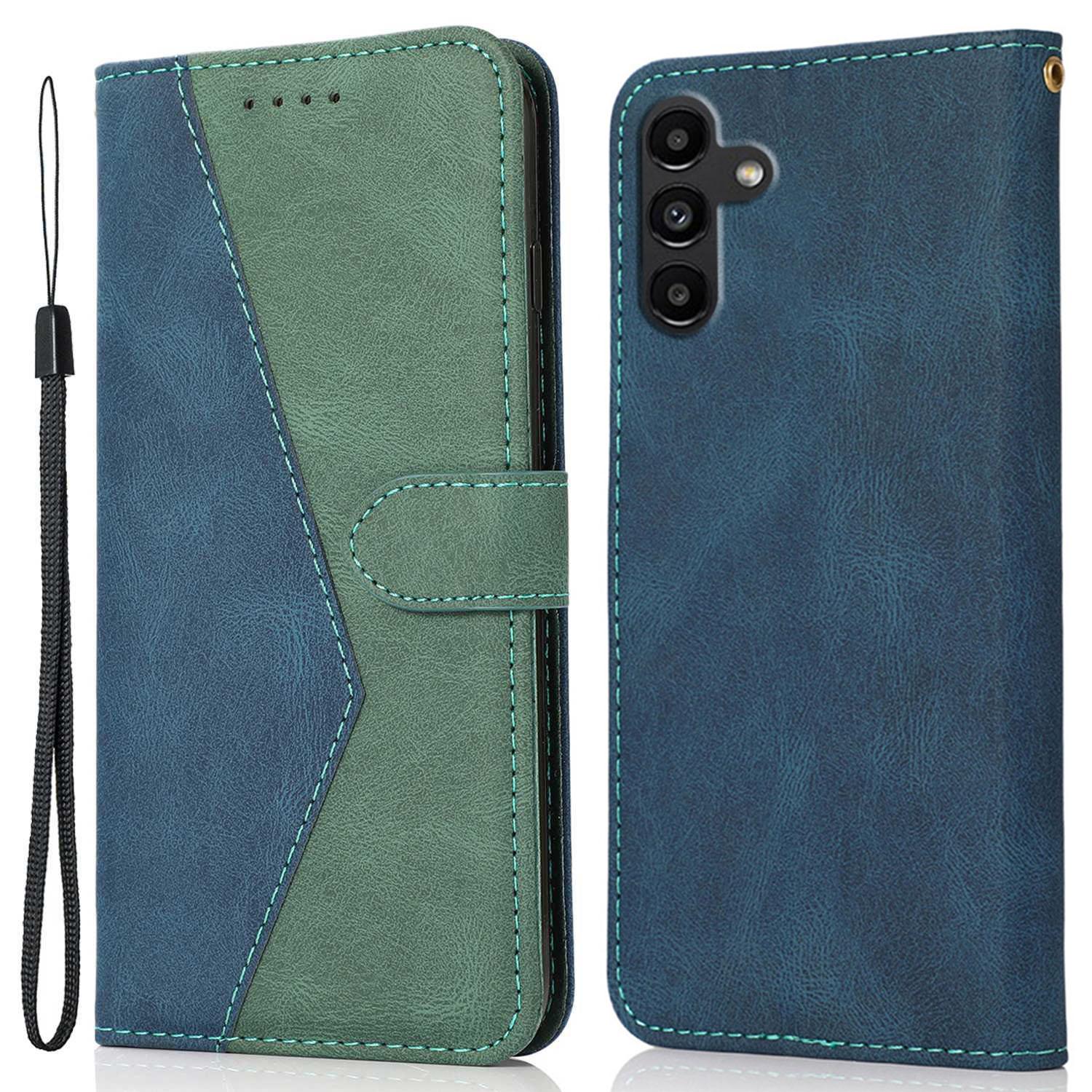 For Samsung Galaxy A56 5G Cover Color Splicing Wallet Stand Leather Phone Case with Wrist Strap Blue Green
For Samsung Galaxy A56 5G Cover Color Splicing Wallet Stand Leather Phone Case with Wrist Strap Blue Green
