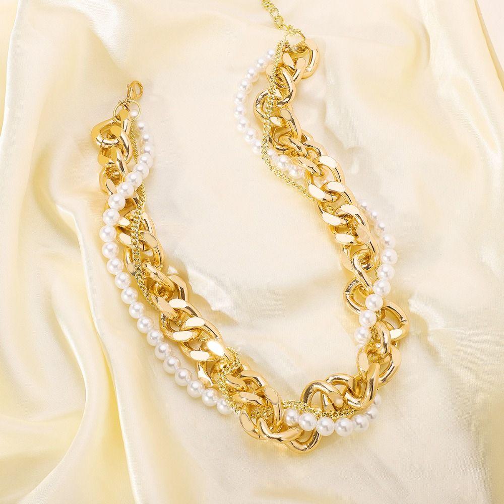 Korean Style Pearl Chain Twine Necklace Imitation Pearl Exaggerated Necklace Wedding золотий
Korean Style Pearl Chain Twine Necklace Imitation Pearl Exaggerated Necklace Wedding золотий