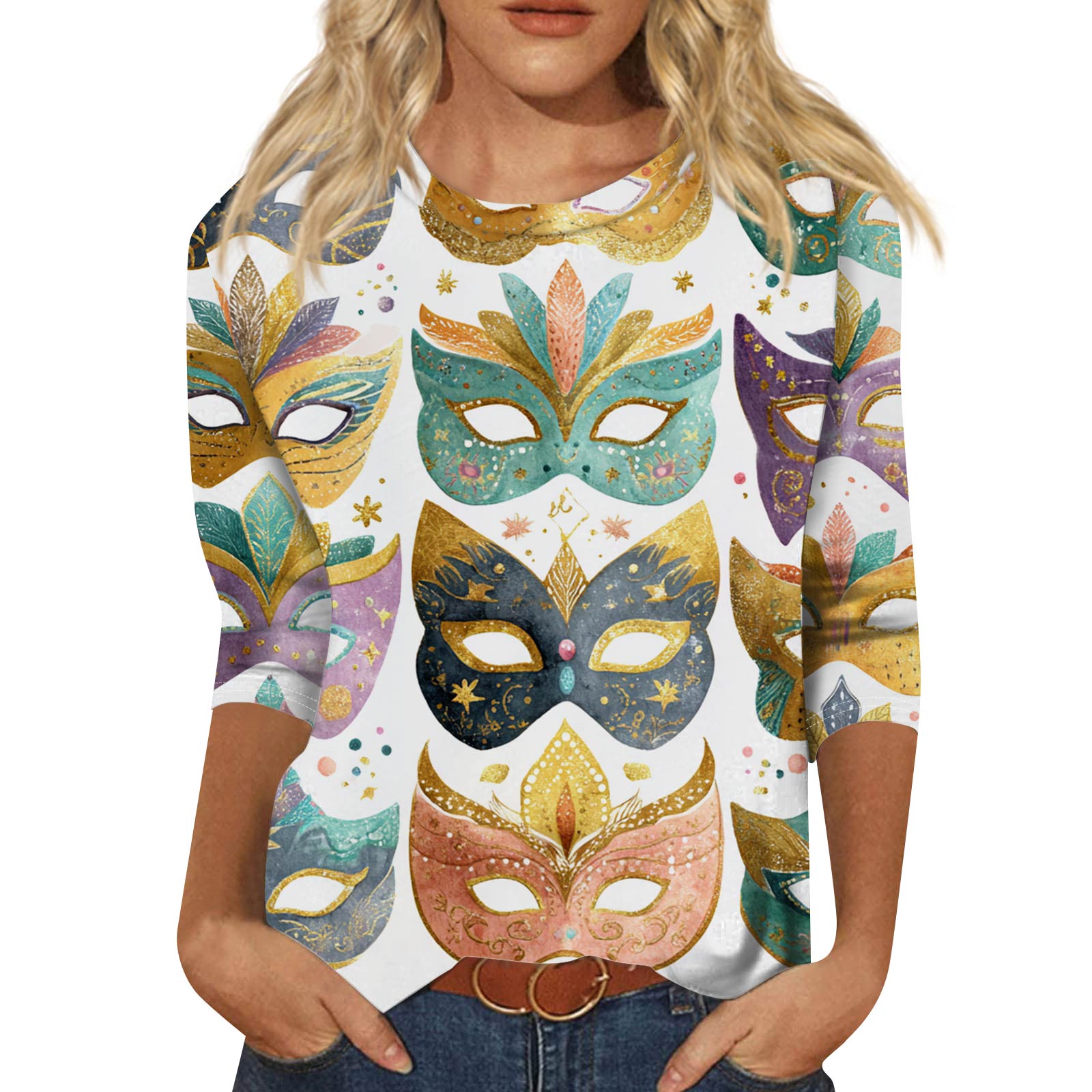 Жіночий Модний Повсякденний Топ з Рукавом Три Чверті з Карнавальним Принтом на Горловині S світло-зелений колір
Жіночий Модний Повсякденний Топ з Рукавом Три Чверті з Карнавальним Принтом на Горловині S світло-зелений колір