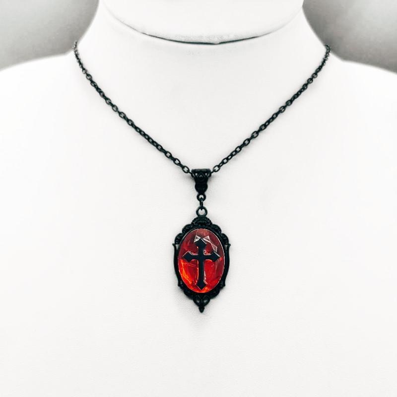 Gothic Geometric Oval Black Relief Cross Imitation Ruby Pendant Velvet Choker Necklace for Women Vampire Halloween Party Jewelry
Gothic Geometric Oval Black Relief Cross Imitation Ruby Pendant Velvet Choker Necklace for Women Vampire Halloween Party Jewelry