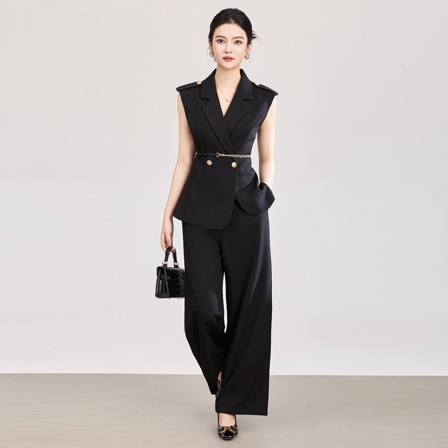 Women s Spring/Summer Age-Defying Suit Set: Waist-Cinched Vest & Draped Wide-Leg Pants. Medium чёрный
Women s Spring/Summer Age-Defying Suit Set: Waist-Cinched Vest & Draped Wide-Leg Pants. Medium чёрный