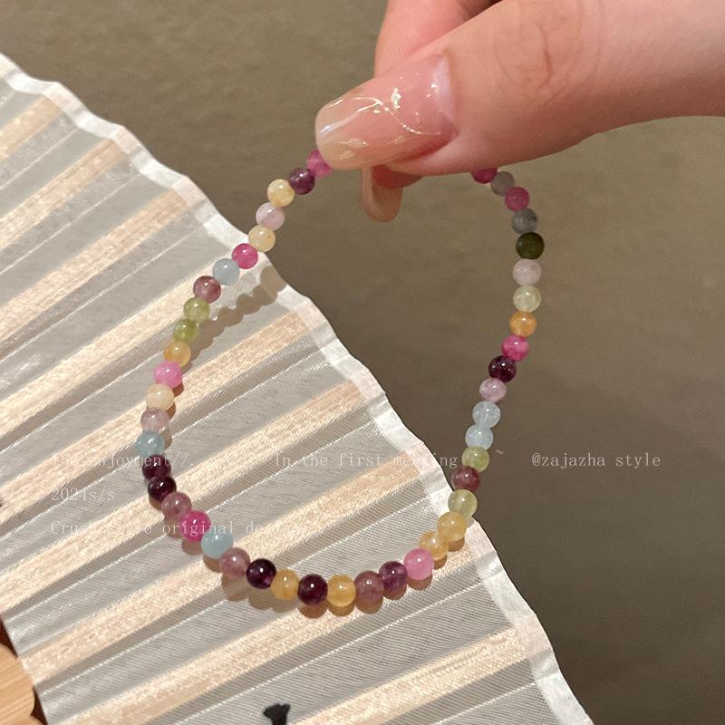 Natural Stone Tourmaline Beaded Bracelet for Women, New Popular Niche Design Jewelry, Suitable for Students and Best Friends Colorful tourmaline elast
Natural Stone Tourmaline Beaded Bracelet for Women, New Popular Niche Design Jewelry, Suitable for Students and Best Friends Colorful tourmaline elast