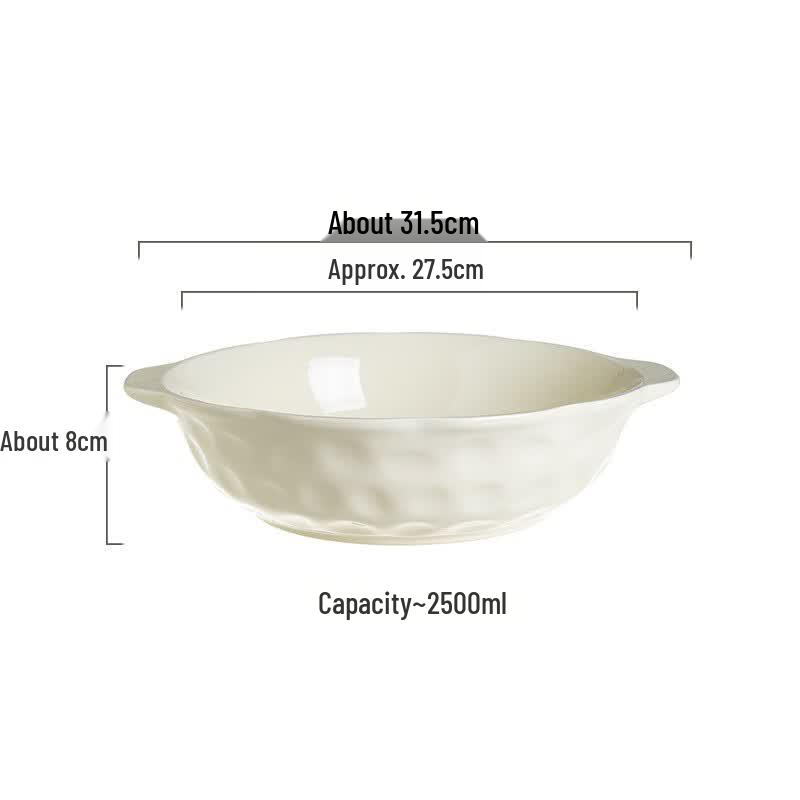 12-Inch Cream Style Ceramic Serving Bowl with Double Handles
12-Inch Cream Style Ceramic Serving Bowl with Double Handles
