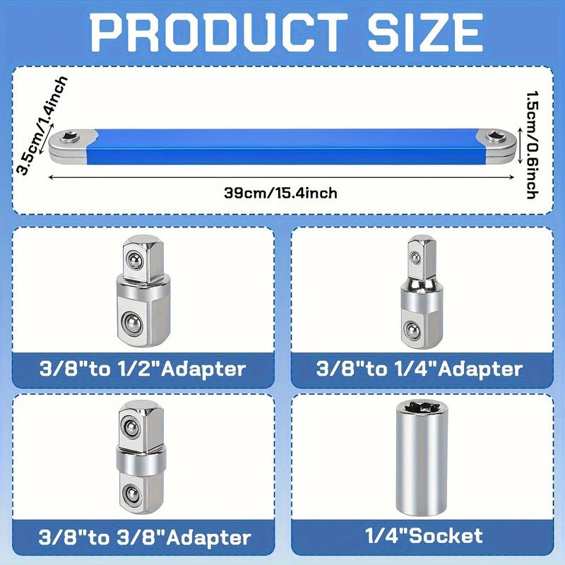 Impact Ready Offset Extension Wrench Tight Reach Extension Wrench Set With 1/2 1/4 3/8 Square Drive Adapters For Small Place
Impact Ready Offset Extension Wrench Tight Reach Extension Wrench Set With 1/2 1/4 3/8 Square Drive Adapters For Small Place