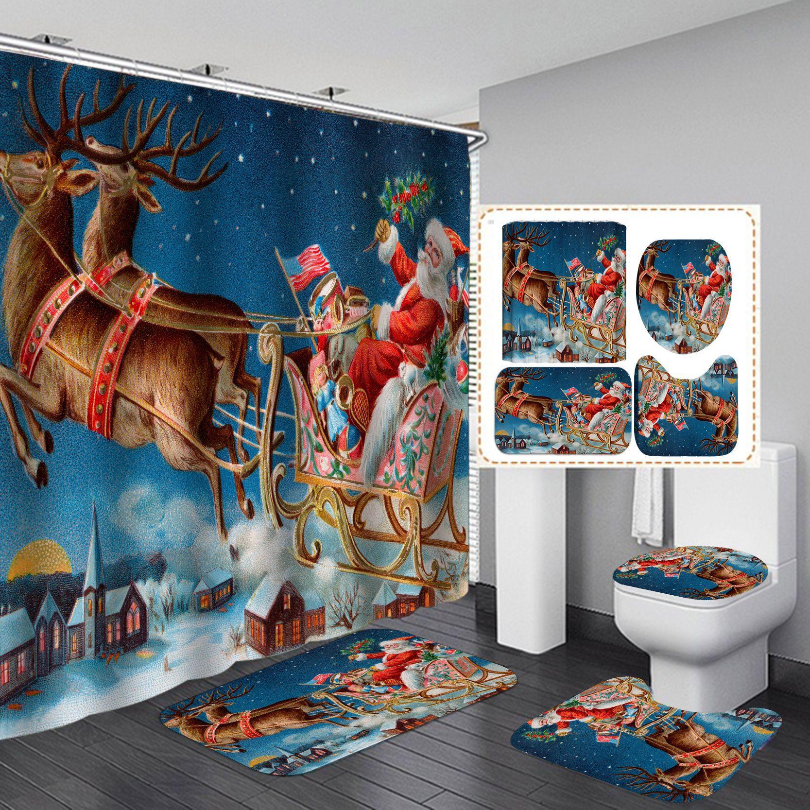 4 шт., наборы занавесок для душа с Рождеством Христовым для ванной комнаты, нескользящие коврики для ванной комнаты, крышка для унитаза, коврик для ванной
4 шт., наборы занавесок для душа с Рождеством Христовым для ванной комнаты, нескользящие коврики для ванной комнаты, крышка для унитаза, коврик для ванной