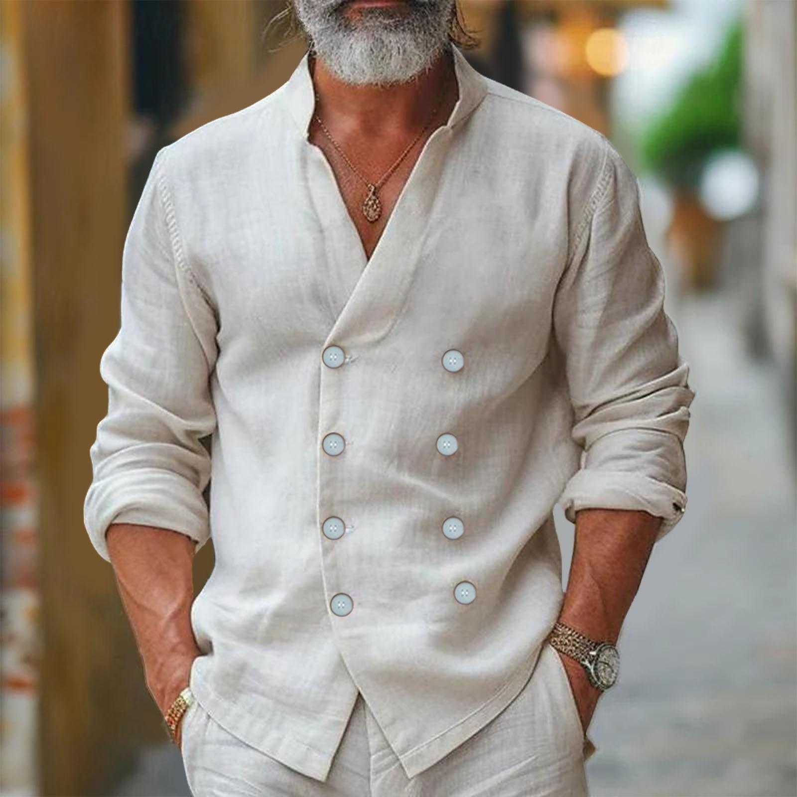 Mens Breasted Stand Up Solid Color Long Sleeved Shirt Male Pocket Regular-Fit Button-Down Work Man Shirt XS білий
Mens Breasted Stand Up Solid Color Long Sleeved Shirt Male Pocket Regular-Fit Button-Down Work Man Shirt XS білий