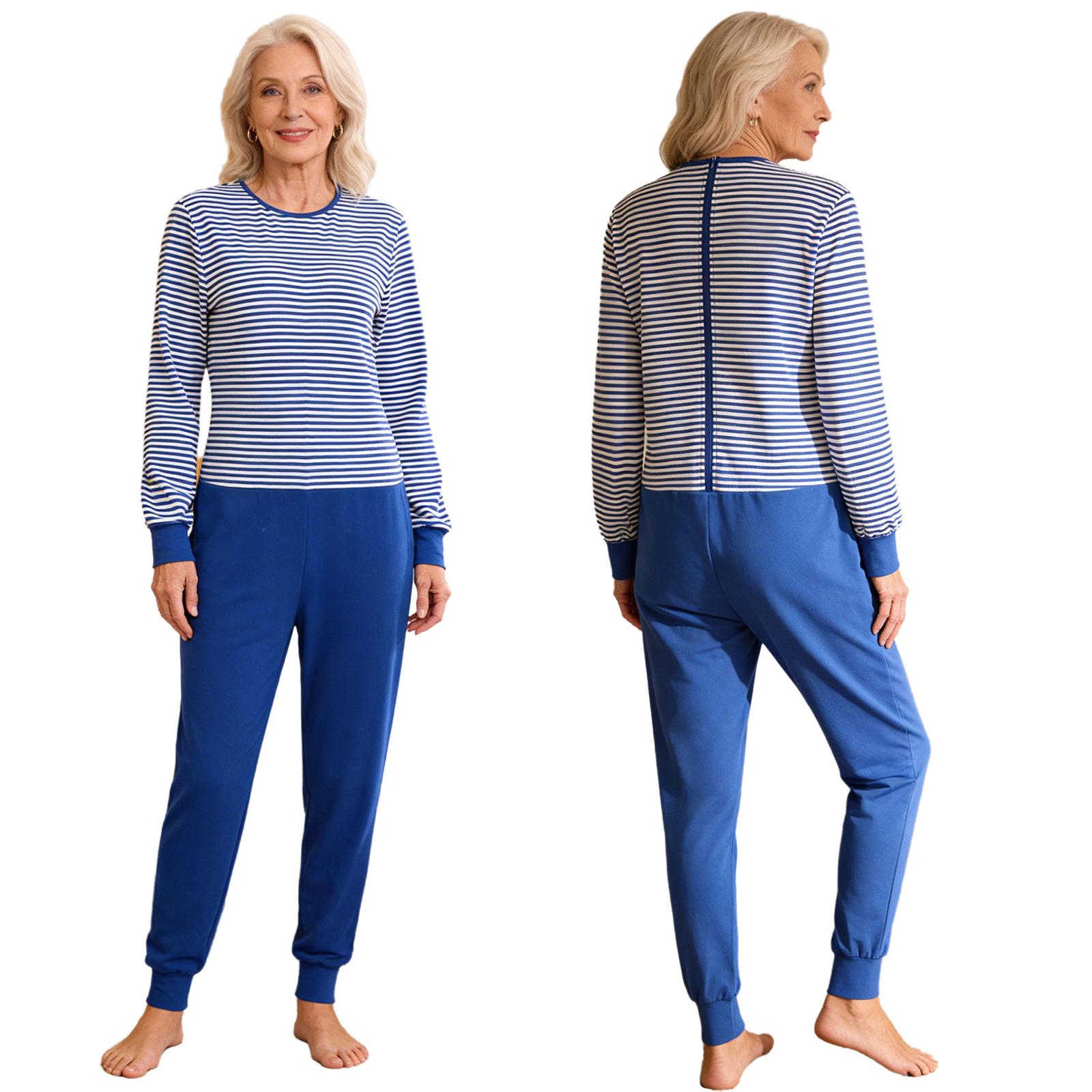 S-XXL Women Elderly Alzheimer Nursing Striped Jumpsuit Long Sleeve Back and Leg Zipper Anti-strip Bodysuit for Special Needs Caring синий
S-XXL Women Elderly Alzheimer Nursing Striped Jumpsuit Long Sleeve Back and Leg Zipper Anti-strip Bodysuit for Special Needs Caring синий