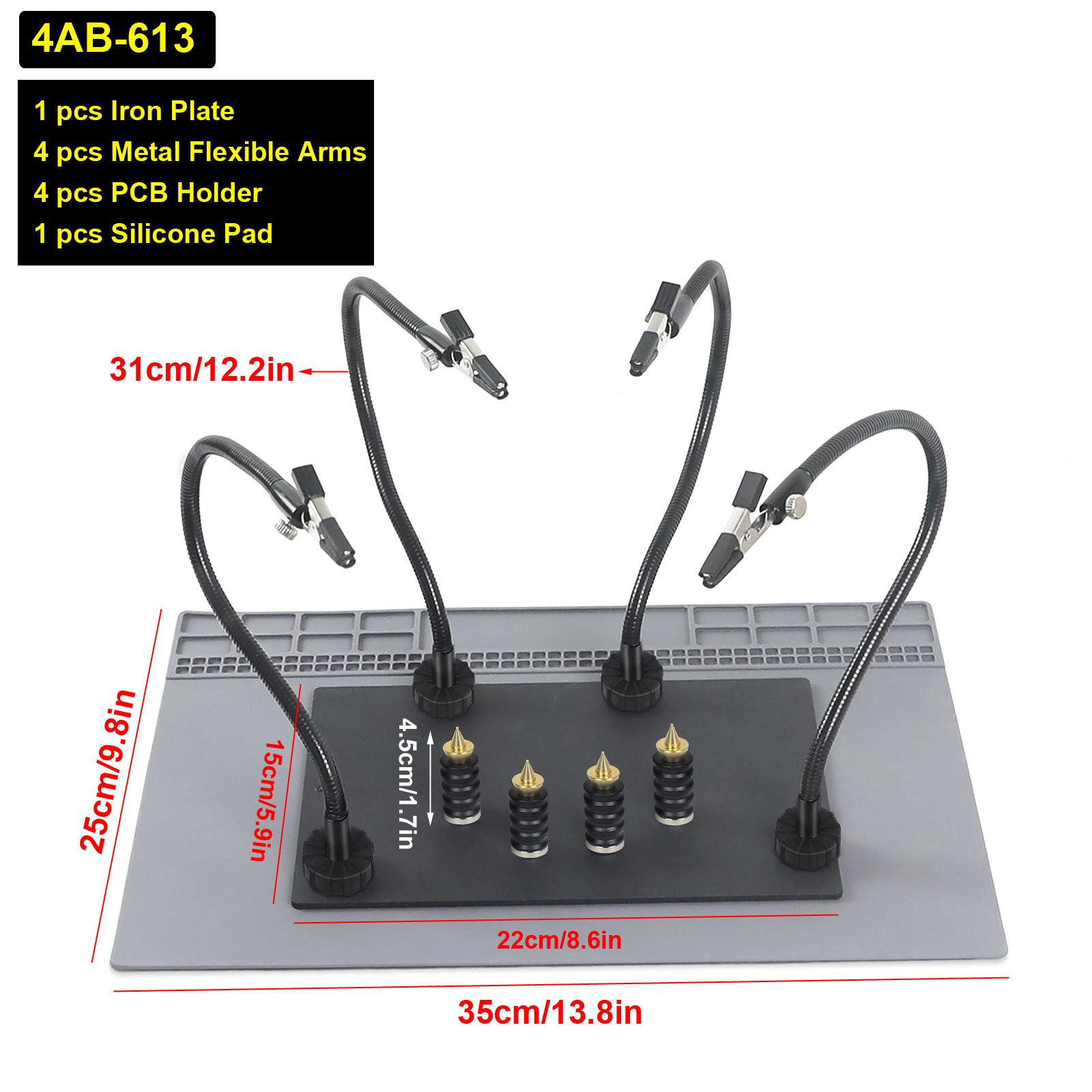Toolour Magnetic Helping Hands Soldering Station with Heavy-Duty Steel Base/Welding Silicone Pad/5X Magnifying Lamp/4PCB Holder 4AB-613
Toolour Magnetic Helping Hands Soldering Station with Heavy-Duty Steel Base/Welding Silicone Pad/5X Magnifying Lamp/4PCB Holder 4AB-613