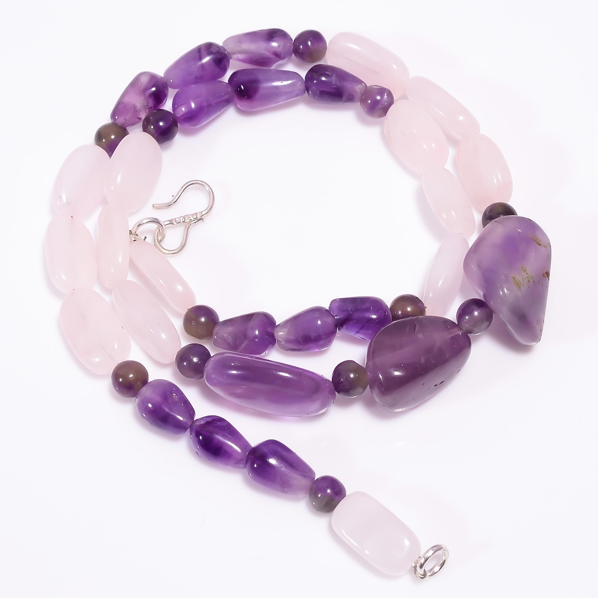 Natural Amethyst Rose Quartz Gemstone Beads Necklace 5-20 mm 18 UB-8189 UB-8189
Natural Amethyst Rose Quartz Gemstone Beads Necklace 5-20 mm 18 UB-8189 UB-8189