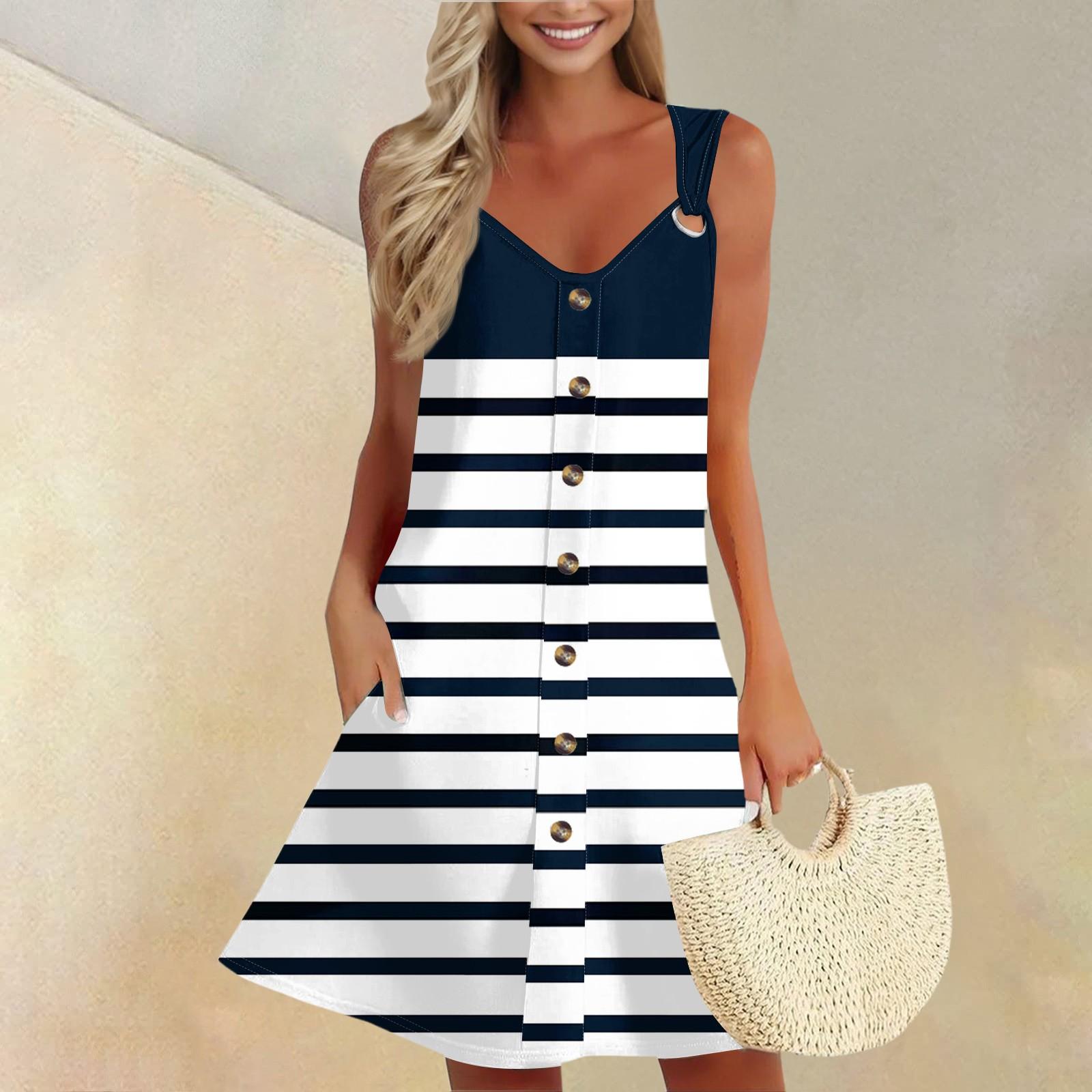Женское летнее платье с карманом без рукавов весенний сарафан с полосатым принтом XXXL тёмно-синий
Женское летнее платье с карманом без рукавов весенний сарафан с полосатым принтом XXXL тёмно-синий