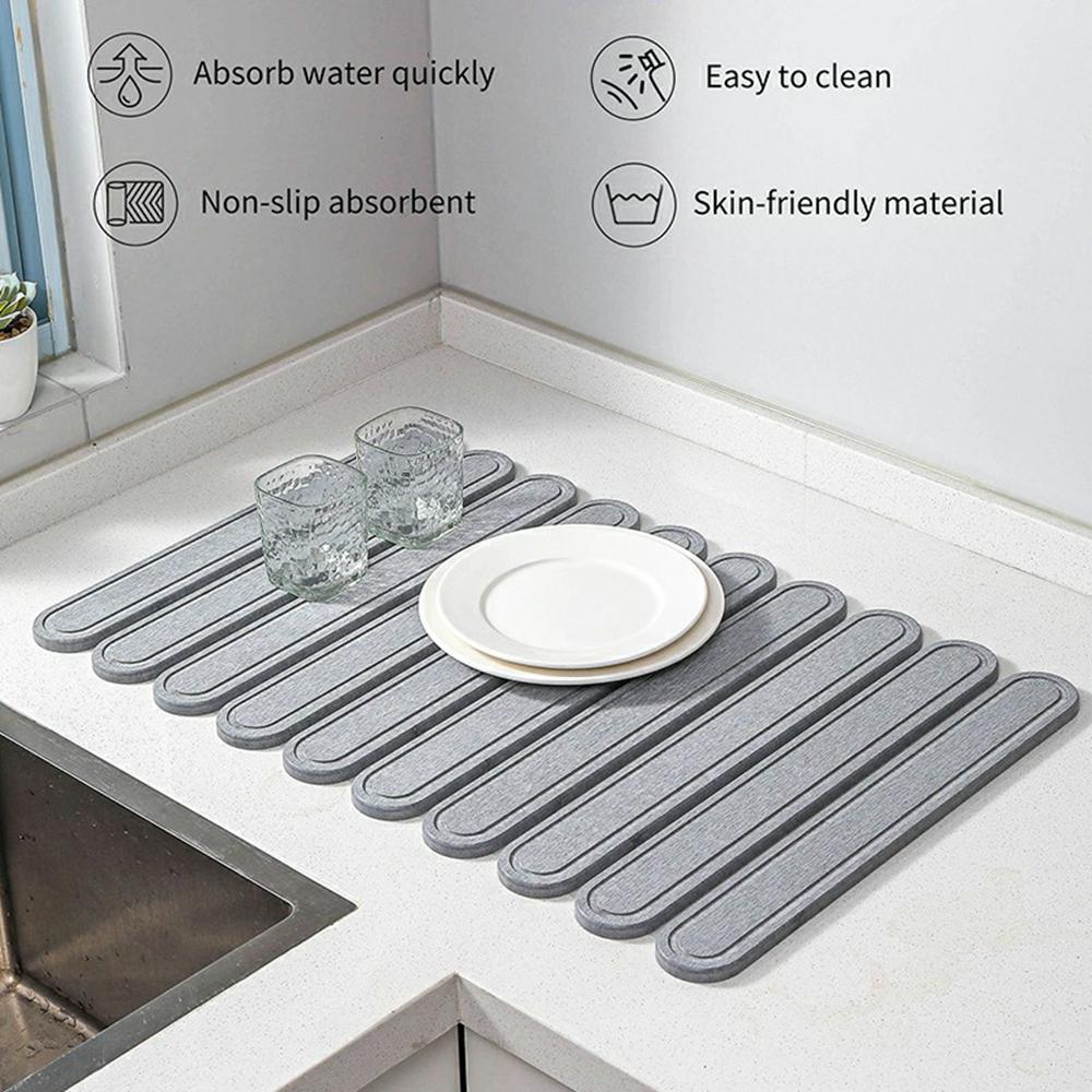 Foldable Oval Strips Diatomite Quick Dry Countertop Mat Water Absorbent Non Slip Insulation Pad Dark Grey 
Foldable Oval Strips Diatomite Quick Dry Countertop Mat Water Absorbent Non Slip Insulation Pad Dark Grey