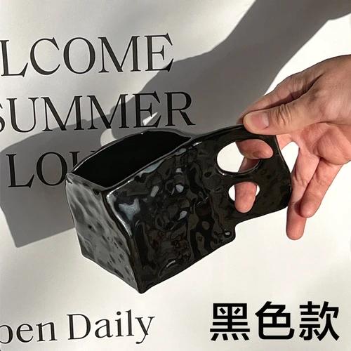 Hand Pinched Irregular Ceramic Mug Square Handle Water Cup Coffee Milk Cup Style Interesting Mug Coffee Cup Ornament 320ml чорний
Hand Pinched Irregular Ceramic Mug Square Handle Water Cup Coffee Milk Cup Style Interesting Mug Coffee Cup Ornament 320ml чорний