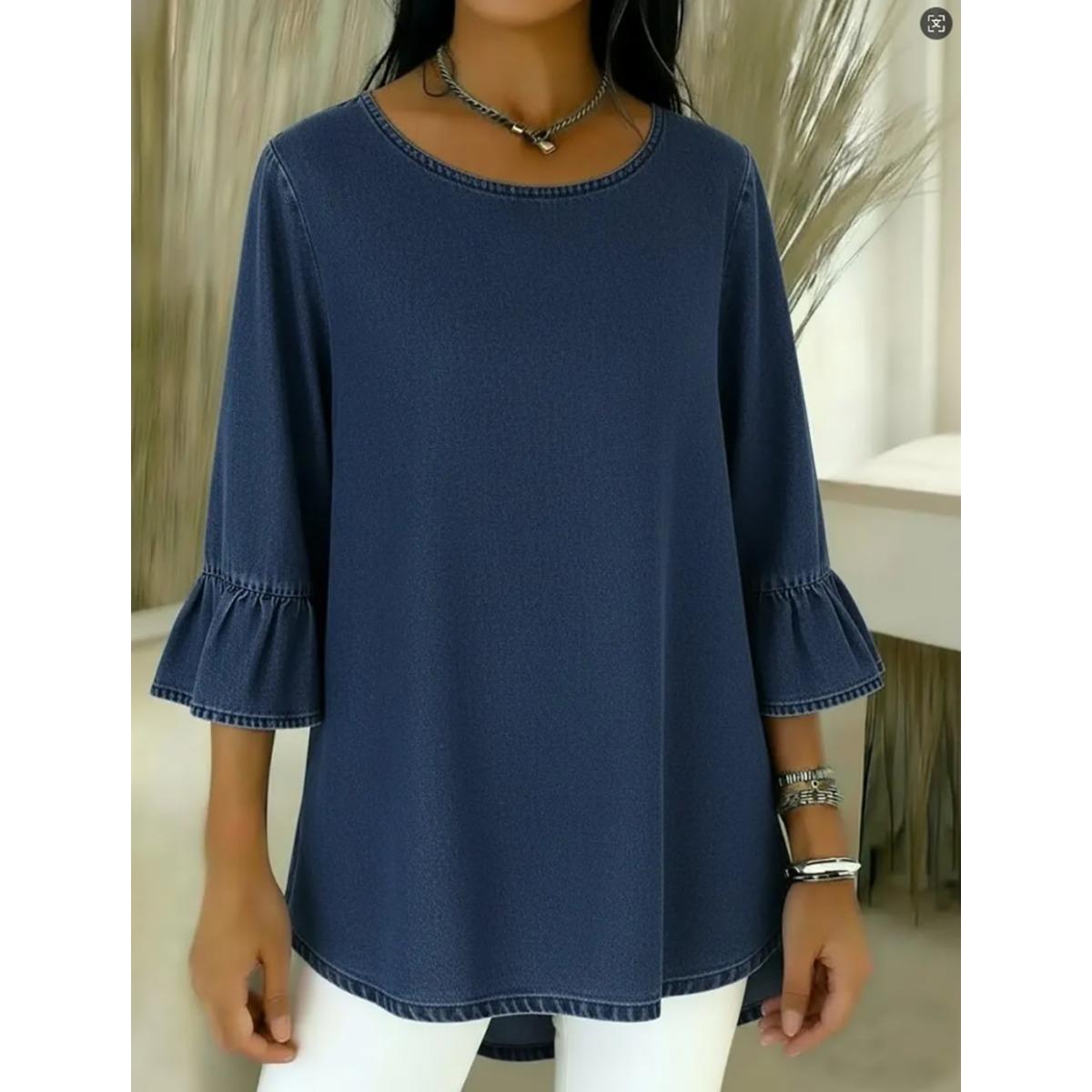Spring Summer Casual Women s Crew Neck T-shirt Flounce Sleeve 3/4 Sleeve Top 3XL темно-синього кольору
Spring Summer Casual Women s Crew Neck T-shirt Flounce Sleeve 3/4 Sleeve Top 3XL темно-синього кольору
