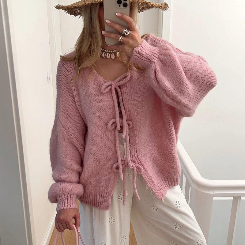Round Neck Lace-Up Knitted Cardigan Jacket 2025 European and American Cross-Border Autumn and Winter New Solid Color Simple Commuter Sweater for Women Pink S
Round Neck Lace-Up Knitted Cardigan Jacket 2025 European and American Cross-Border Autumn and Winter New Solid Color Simple Commuter Sweater for Women Pink S