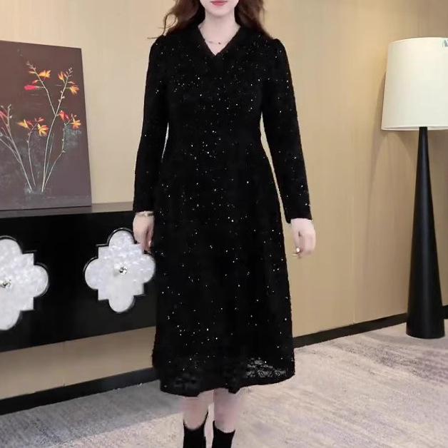 Spring Light Luxury Lace Evening Gown - Plus Size, Long Sleeve, Shiny Casual Dress for Women 5XL 200-220 jin
Spring Light Luxury Lace Evening Gown - Plus Size, Long Sleeve, Shiny Casual Dress for Women 5XL 200-220 jin