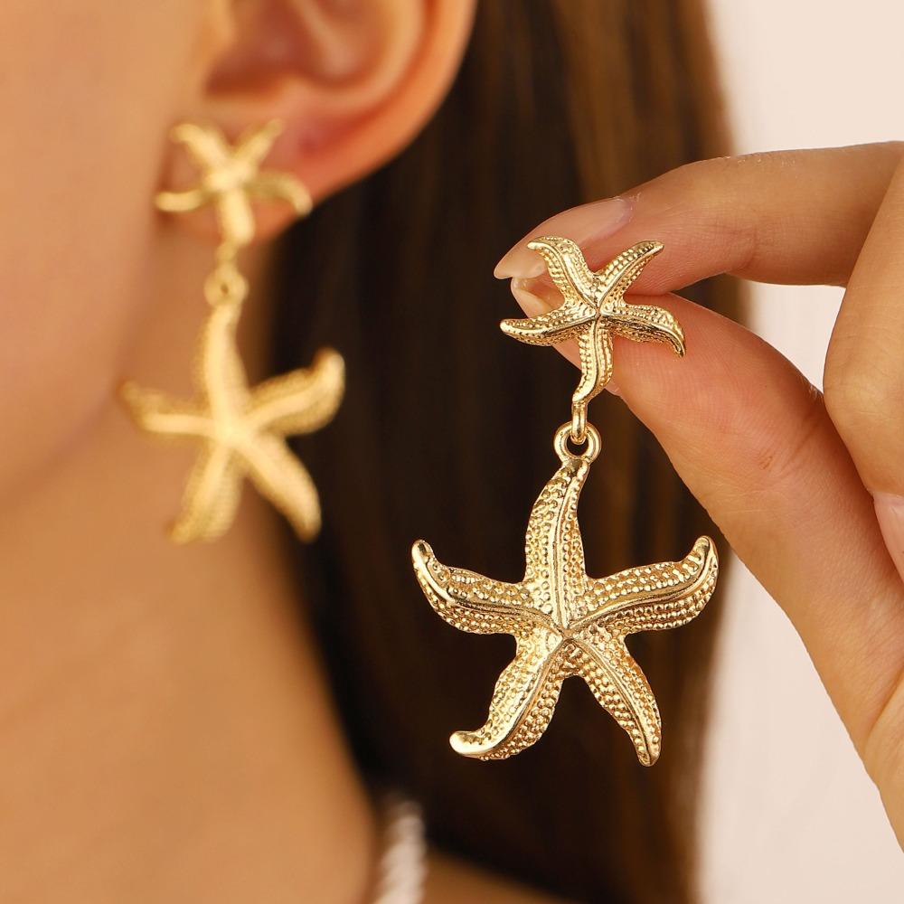 Golden Starfish Stud Earrings Bohemian Starfish Drop Earrings Jewelry Accessories золотий
Golden Starfish Stud Earrings Bohemian Starfish Drop Earrings Jewelry Accessories золотий