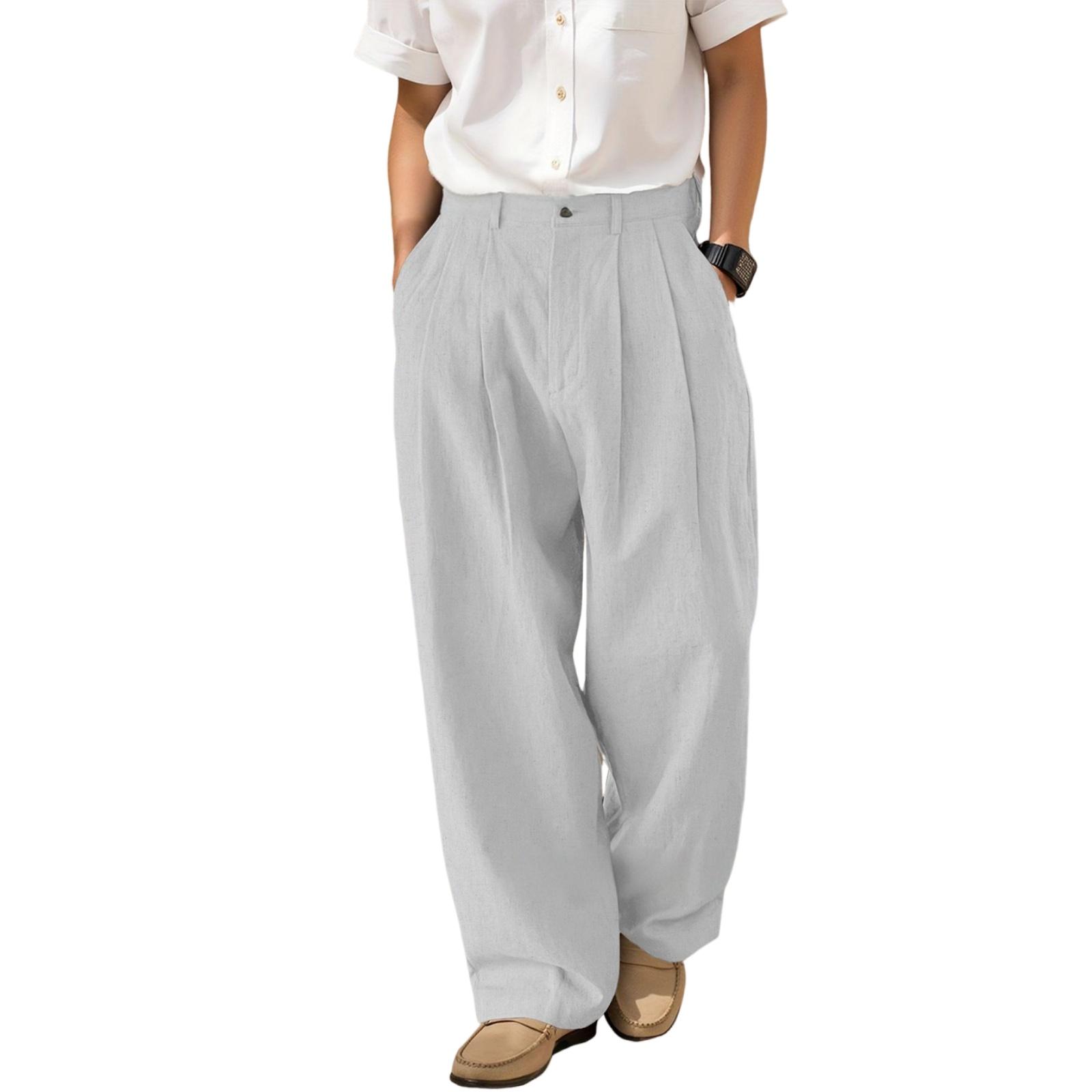 Men s Linen Half Double Pleated Pants, Loose Fit Minimalist Stylish Unique Trousers M
Men s Linen Half Double Pleated Pants, Loose Fit Minimalist Stylish Unique Trousers M