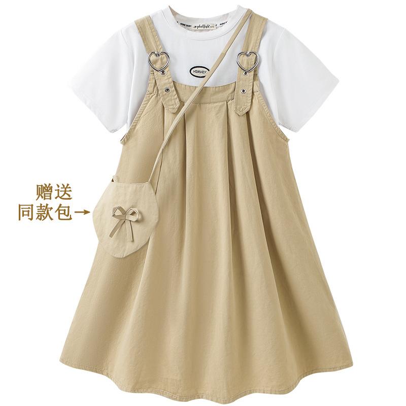 Girls Casual Belted Dress Set - Summer Children s Sweet Top and Short-sleeved T-shirt + Dress Set 120cm хаки
Girls Casual Belted Dress Set - Summer Children s Sweet Top and Short-sleeved T-shirt + Dress Set 120cm хаки