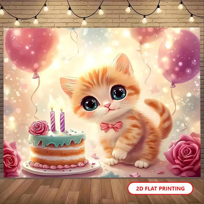 2D Cute Orange Tabby Kitten Birthday Tapestry with Cake and Balloons Wall Decor 47.2x31.5inch/120*80cm
2D Cute Orange Tabby Kitten Birthday Tapestry with Cake and Balloons Wall Decor 47.2x31.5inch/120*80cm
