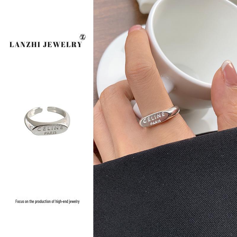 Lan Zhi Женское минималистичное кольцо на указательный палец из стерлингового серебра 925 пробы в универсальном стиле INS Adjustable Opening