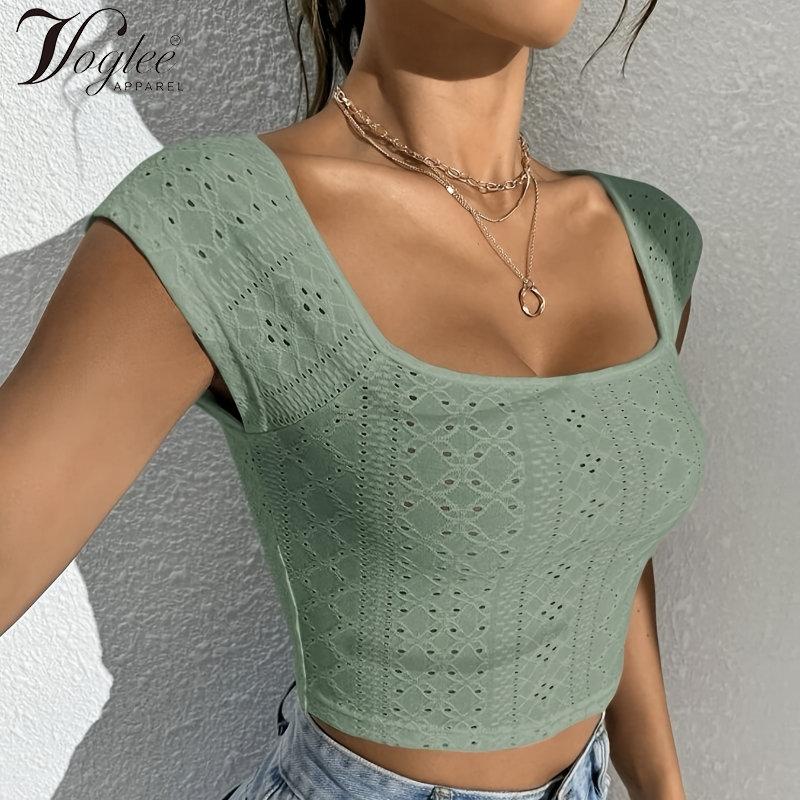 Сексуальная укороченная футболка с U-образным вырезом и вышивкой
Сексуальная укороченная футболка с U-образным вырезом и вышивкой