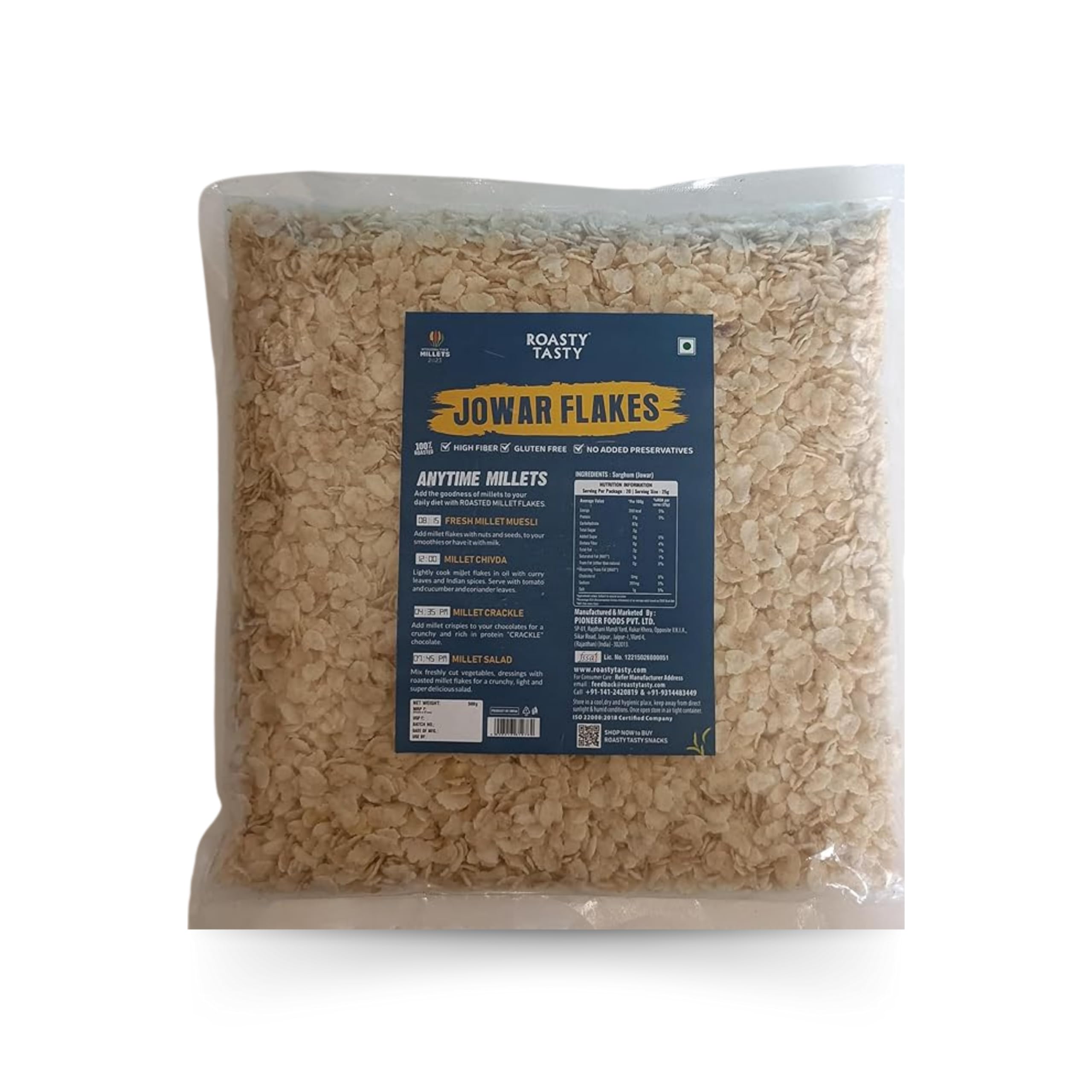 Healthy Indian Millet - Roasty Tasty Roasted Jowar Flakes (500g) | Long-Lasting Energy | Gluten-Free, High Fiber, Export Quality | Home-Cooked Me
Healthy Indian Millet - Roasty Tasty Roasted Jowar Flakes (500g) | Long-Lasting Energy | Gluten-Free, High Fiber, Export Quality | Home-Cooked Me