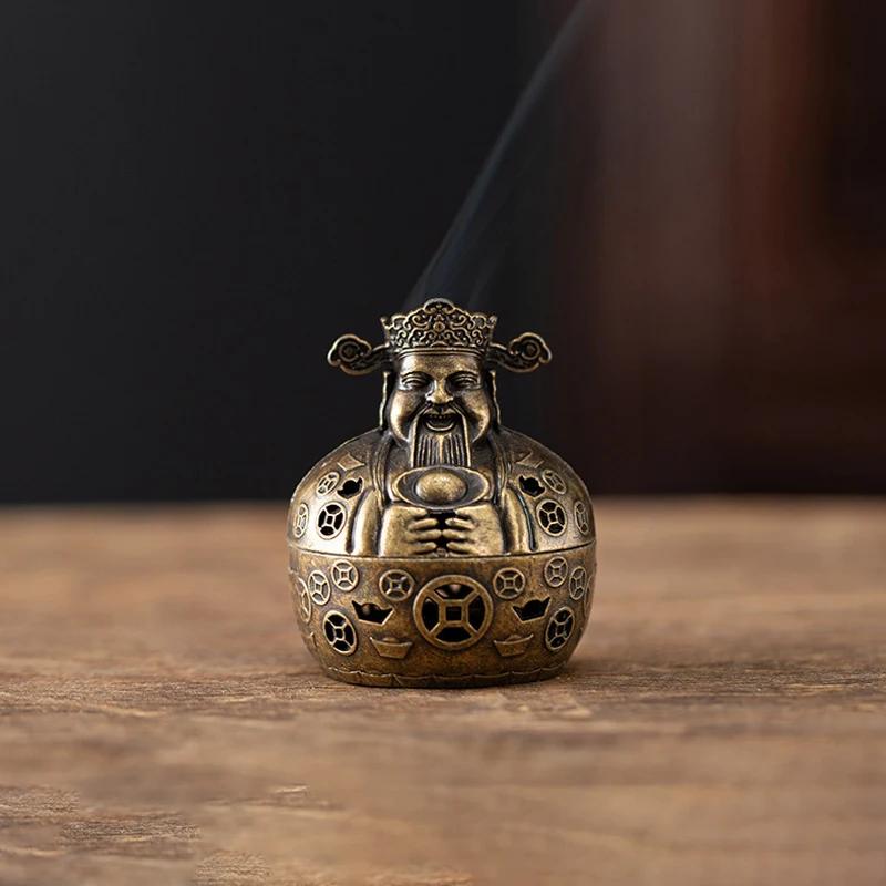 God of Wealth Incense Burner Antique-Style Brass Home Decor for Tea Rooms Feng Shui Ornament Openwork Mini Incense Burner
God of Wealth Incense Burner Antique-Style Brass Home Decor for Tea Rooms Feng Shui Ornament Openwork Mini Incense Burner