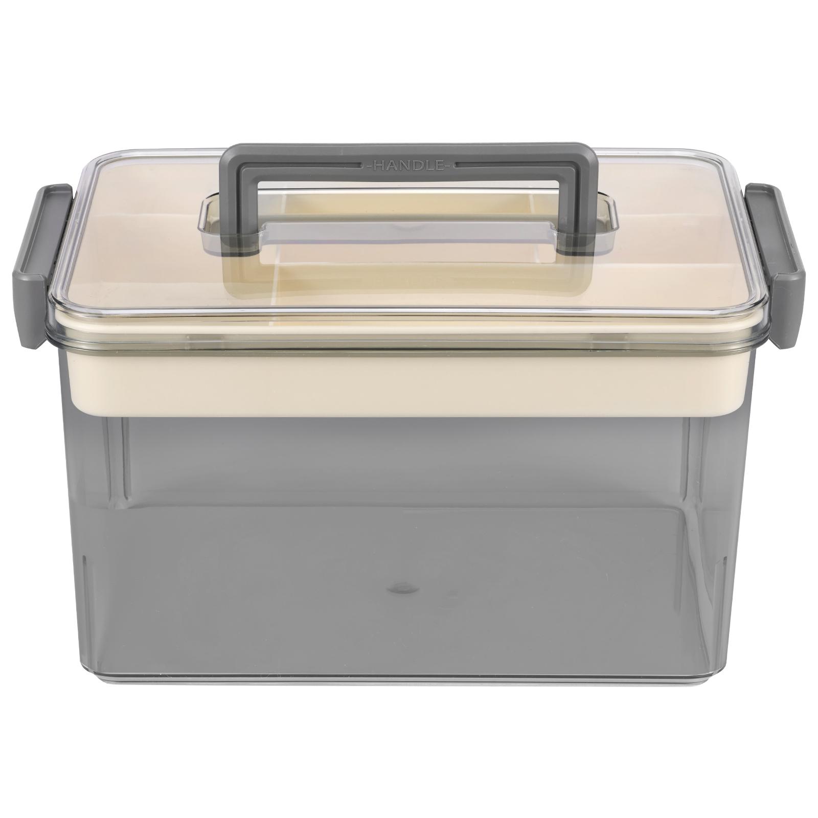 Коробка для хранения лекарств с ручкой, большая вместимость, герметичная, из прочного пластика, органайзер для первой помощи, контейнер для предметов первой необходимости для дома серый