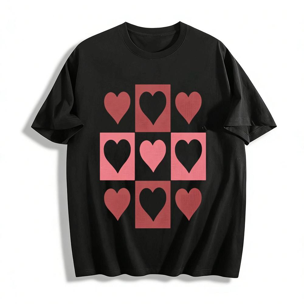 Heart Grid Print Casual Crew Neck Top For Women Pure cotton T-shirt XXS
Heart Grid Print Casual Crew Neck Top For Women Pure cotton T-shirt XXS