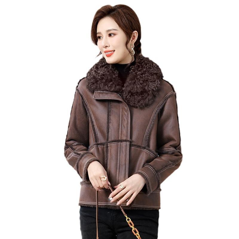 Новое пальто из меха встык для молодой мамы, цельное, женское, осенне-зимнее, толстое меховое пальто, короткое XL