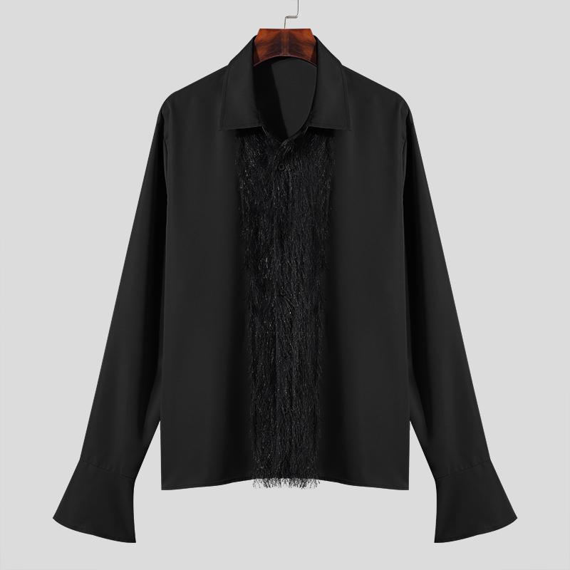 Чоловічі сорочки з китицями з коміром і лацканами з довгими рукавами INCERUN 3XL чорний
Чоловічі сорочки з китицями з коміром і лацканами з довгими рукавами INCERUN 3XL чорний