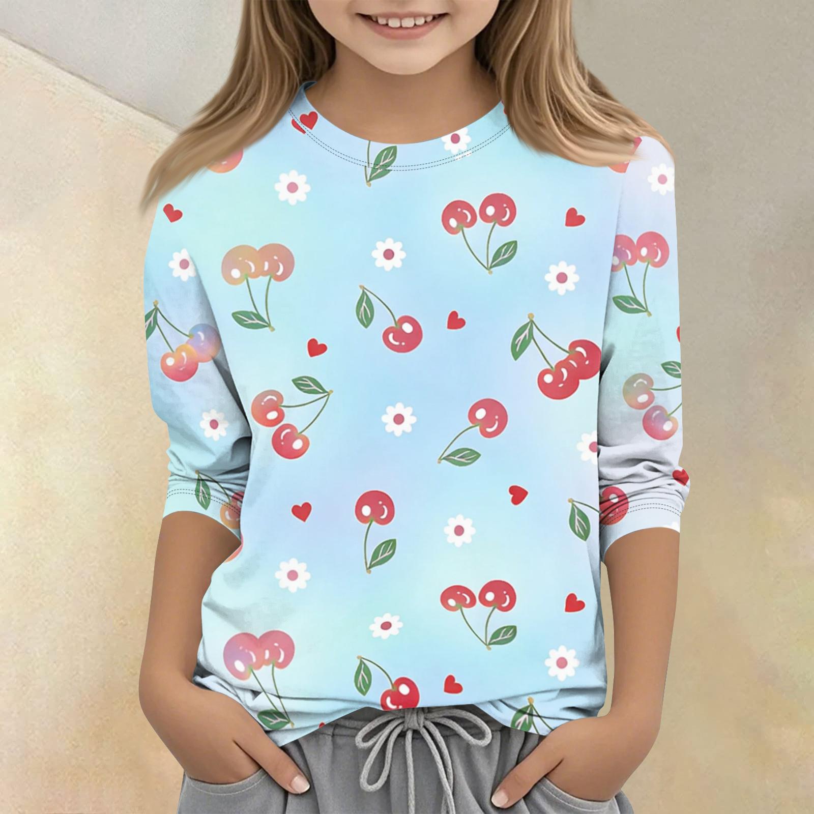 Kids Casual Fruit Print Crew Neck Three Quarter Sleeve T Shirt Lightweight Comfortable Fit Soft Fabric 110
Kids Casual Fruit Print Crew Neck Three Quarter Sleeve T Shirt Lightweight Comfortable Fit Soft Fabric 110