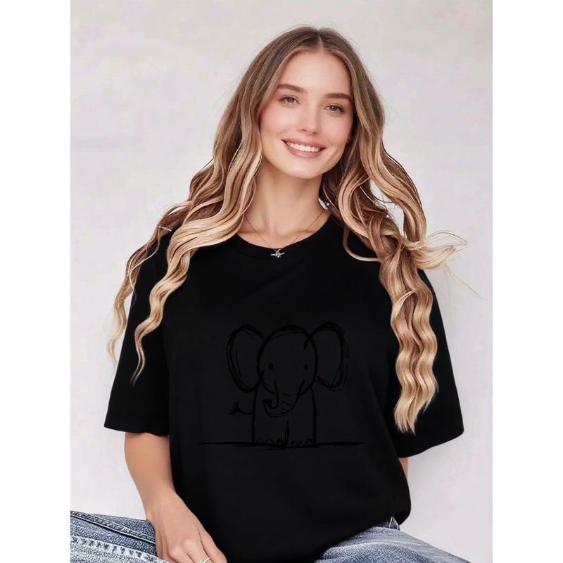 European Size Womens Pure - T-Shirt: Whimsical Elephant Sketch Tee Playful Minimalist Charm for Effortless Style - Fashion 4XL чорний
European Size Womens Pure - T-Shirt: Whimsical Elephant Sketch Tee Playful Minimalist Charm for Effortless Style - Fashion 4XL чорний