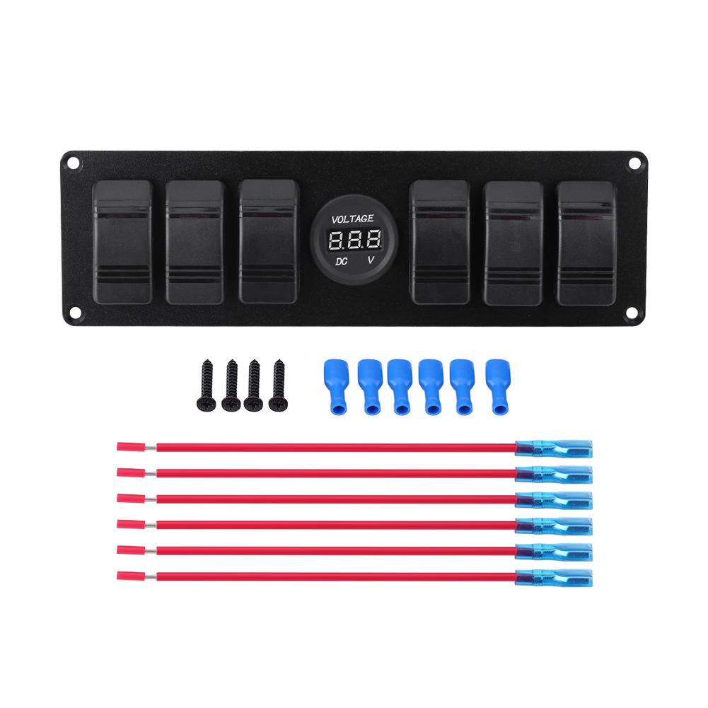 6 Gang Red LED Rocker Switch Panel with Voltmeter for Car RV Boat Yacht Marine 12V-24V
6 Gang Red LED Rocker Switch Panel with Voltmeter for Car RV Boat Yacht Marine 12V-24V
