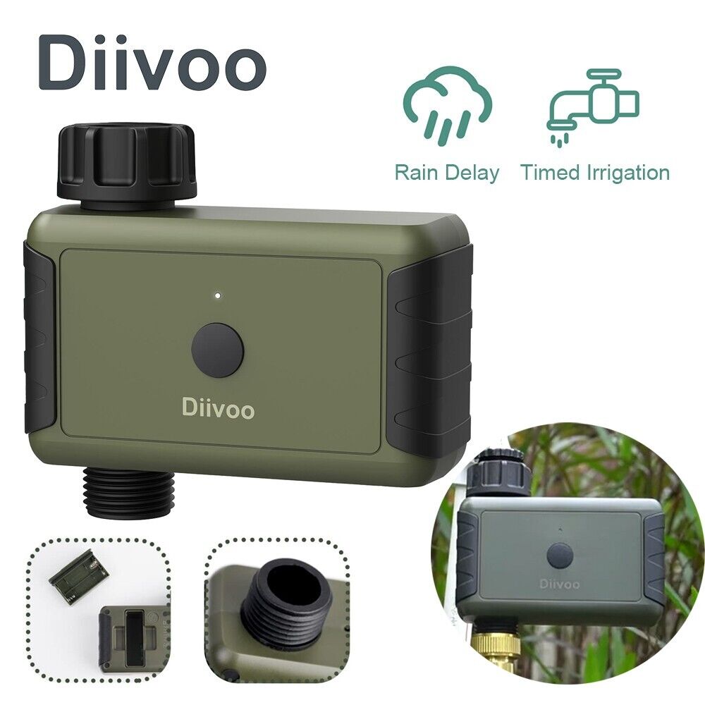 Контроллер спринклера Diivoo Bluetooth для использования внутри и вне помещений, умный таймер для водяного садового шланга
Контроллер спринклера Diivoo Bluetooth для использования внутри и вне помещений, умный таймер для водяного садового шланга