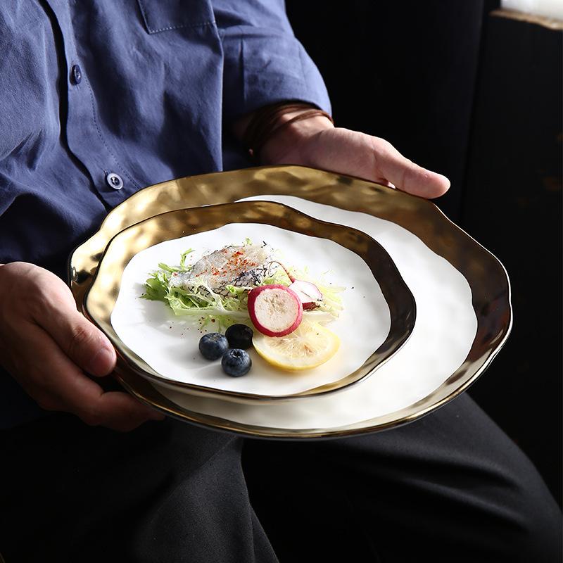 8/10 Inch Gold-rimmed Tableware Ceramic Food Dessert Dish Tableware White Porcelain and Black Tray High-grade Western Tableware
8/10 Inch Gold-rimmed Tableware Ceramic Food Dessert Dish Tableware White Porcelain and Black Tray High-grade Western Tableware