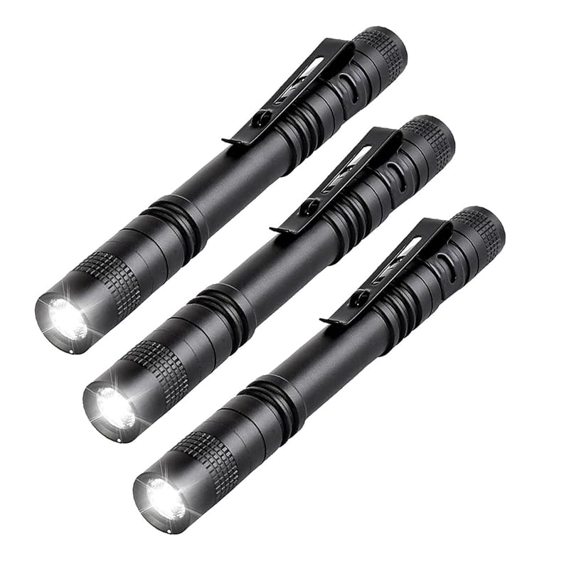 MODOAO Mini Pen Flashlight, LED Penlight and 3 Pack Pocket Flashlight With inspection clip 2 AAA batteries (Not included in the product) Emergency
MODOAO Mini Pen Flashlight, LED Penlight and 3 Pack Pocket Flashlight With inspection clip 2 AAA batteries (Not included in the product) Emergency
