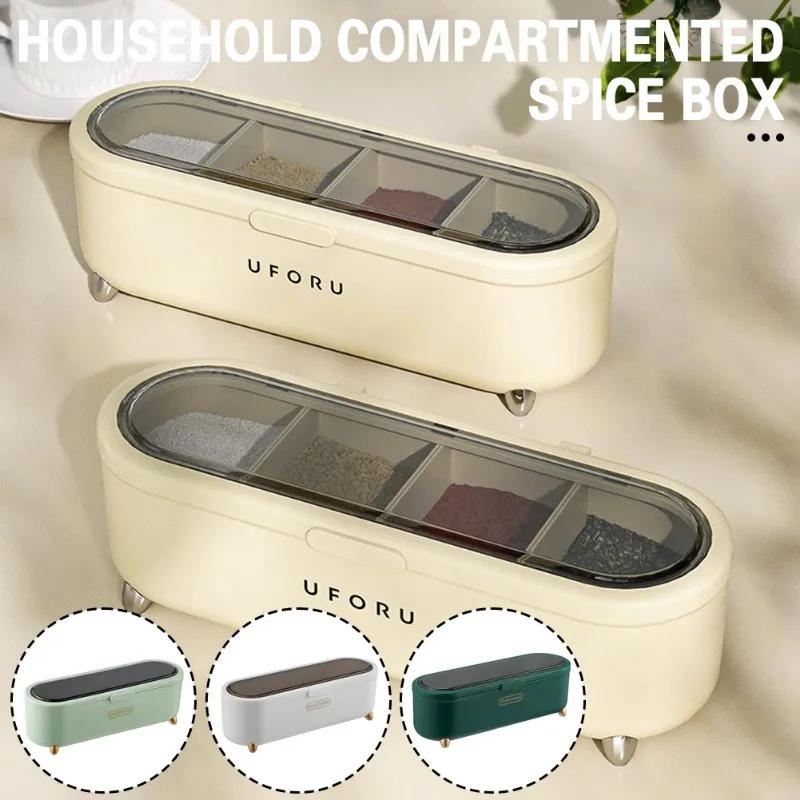 4 Grid Seasoning Box Large Capacity Sealed Spice Jar Multi-Purpose Spice Storage Case Kitchen Accessories for Salt Sugars
4 Grid Seasoning Box Large Capacity Sealed Spice Jar Multi-Purpose Spice Storage Case Kitchen Accessories for Salt Sugars