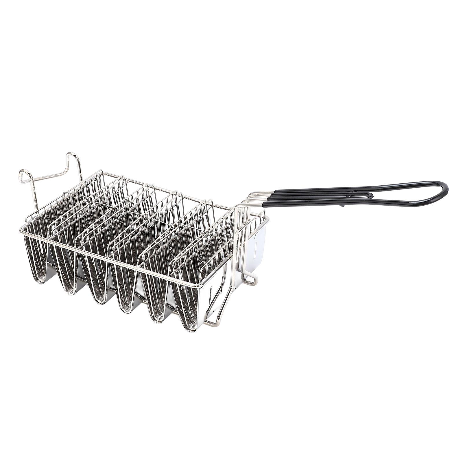 Taco Fryer Basket Holds 6 Shells Rubber Grip Handle Stainless Steel Taco Shell Fryer Rack for Baking
Taco Fryer Basket Holds 6 Shells Rubber Grip Handle Stainless Steel Taco Shell Fryer Rack for Baking