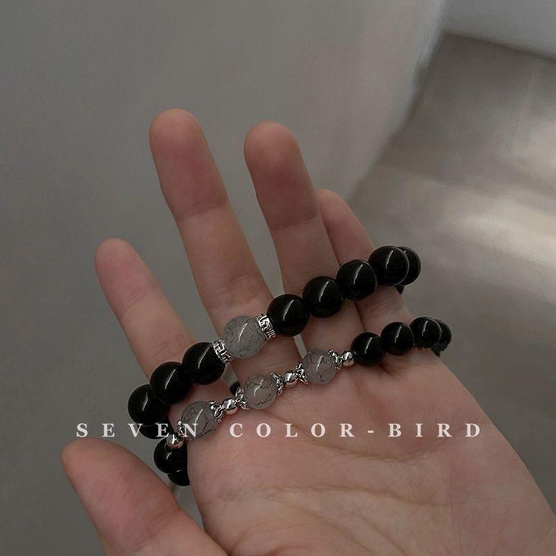 Couple bracelet retro style black bead bracelet ins niche design simple student jewelry women
Couple bracelet retro style black bead bracelet ins niche design simple student jewelry women