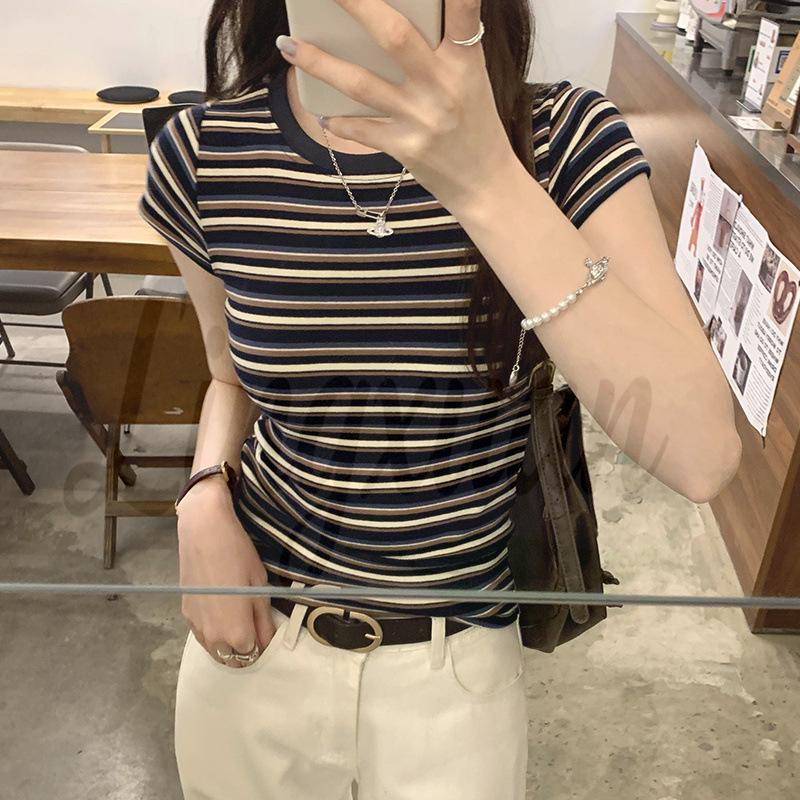 2026 Summer Women s Trendy Color Block Striped Round Neck Short Sleeve T-shirt Small
2026 Summer Women s Trendy Color Block Striped Round Neck Short Sleeve T-shirt Small