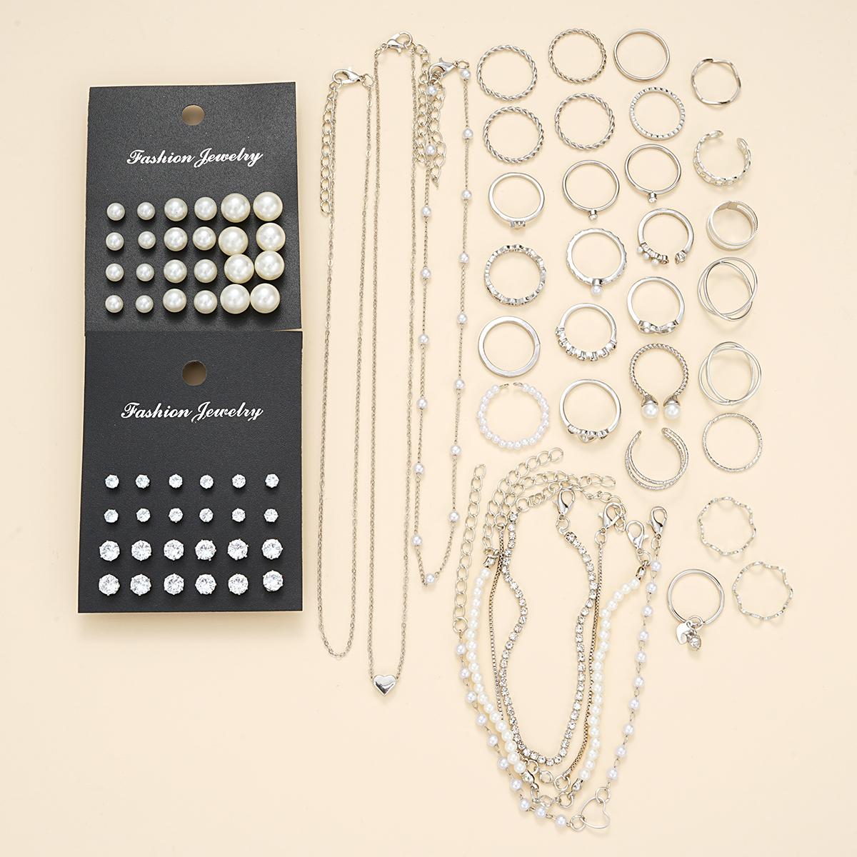New 59 Pcs/Set Fashion Metal Pearl Stud Earrings Necklaces Bracelets Ankles Rings Combinations Jewelry Sets For Women s Gifts
New 59 Pcs/Set Fashion Metal Pearl Stud Earrings Necklaces Bracelets Ankles Rings Combinations Jewelry Sets For Women s Gifts
