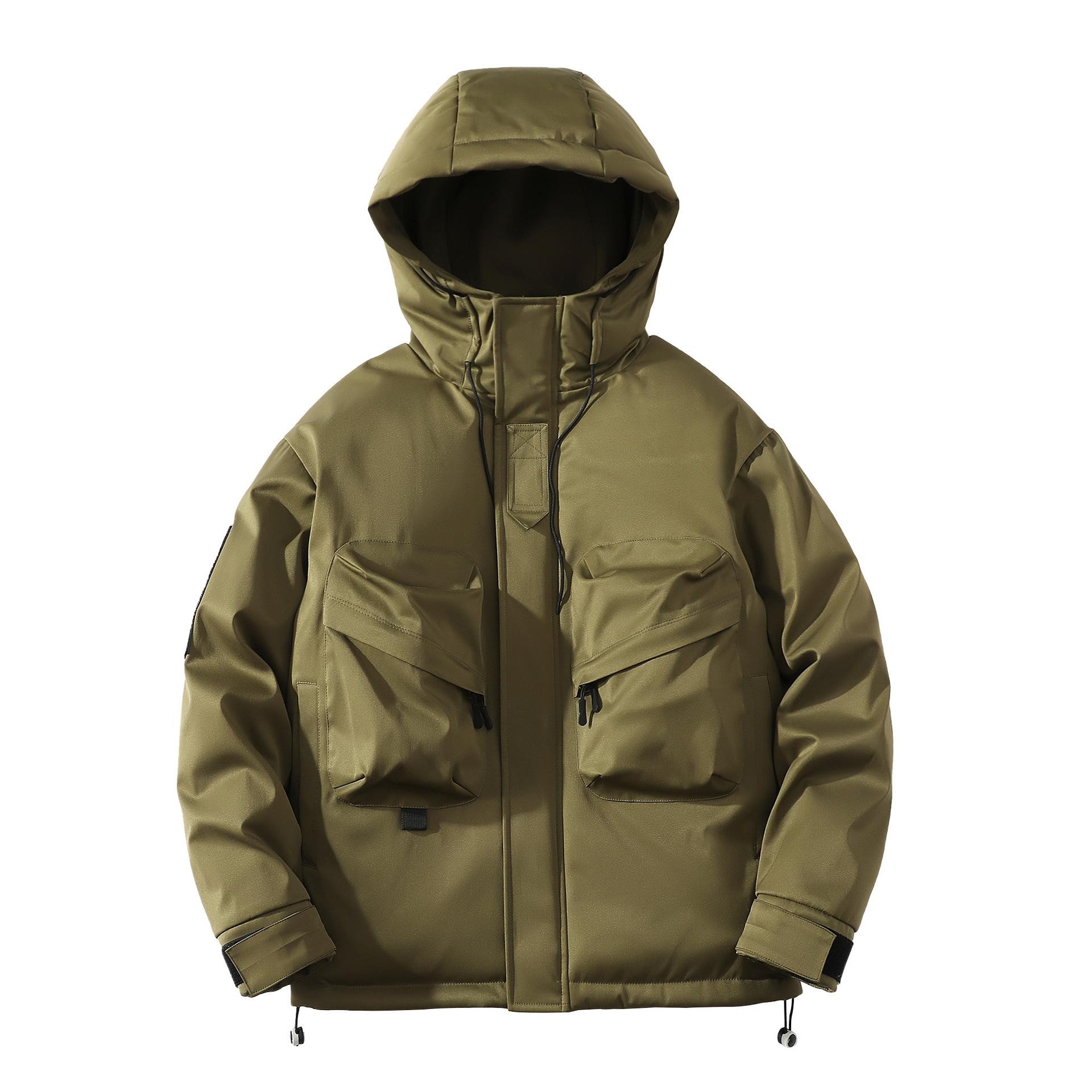 Функциональная толстовка с капюшоном, утолщенная мужская хлопковая одежда для улицы, модная куртка большого размера, интегрированная куртка для велоспорта, зимняя рабочая одежда XXXL