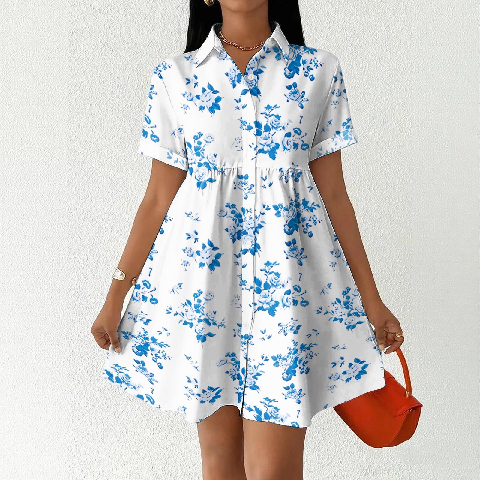 Women s Casual Loose Fit Shirt Dress Button Down Collar Short Sleeve Floral Print Summer Dress M білий
Women s Casual Loose Fit Shirt Dress Button Down Collar Short Sleeve Floral Print Summer Dress M білий