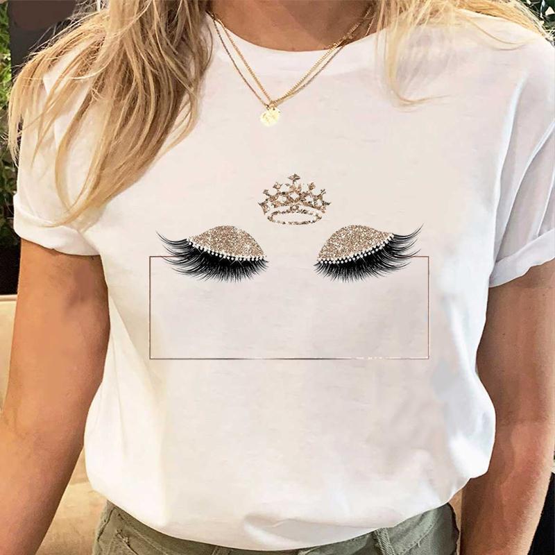 White Womens Fashion Eyelash Letter Half Sleeve TShirt Polyester Fabric Graphic Dress Top Wear Casual Womens Clothing S
White Womens Fashion Eyelash Letter Half Sleeve TShirt Polyester Fabric Graphic Dress Top Wear Casual Womens Clothing S