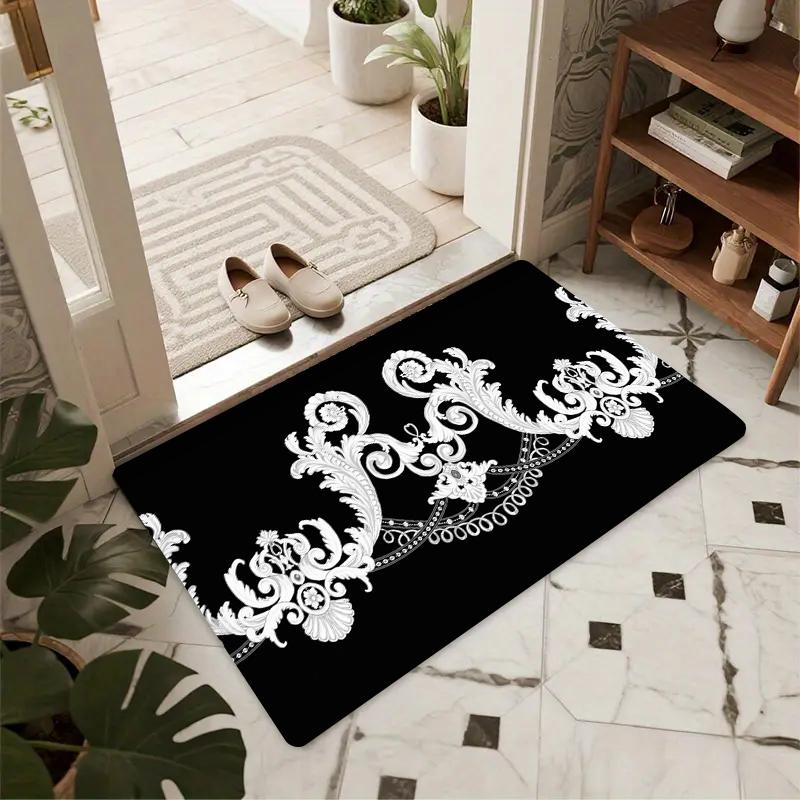 Black & White Floral Doormat Non-Slip Entryway Rug Vintage Ornate Flower Floor Mat for Home Entrance Indoor Outdoor Use 40x60cm
Black & White Floral Doormat Non-Slip Entryway Rug Vintage Ornate Flower Floor Mat for Home Entrance Indoor Outdoor Use 40x60cm