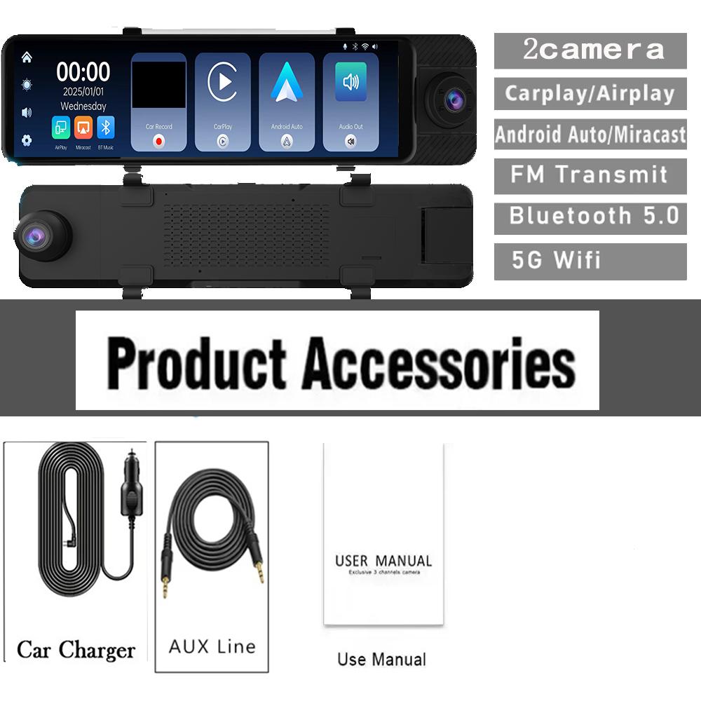 UHD 4K 3 Channel Dash Cam, 11 Inch Screen WiFi Built-in GPS with IR Night Vision, G Sensor, WDR, Parking Mode None
UHD 4K 3 Channel Dash Cam, 11 Inch Screen WiFi Built-in GPS with IR Night Vision, G Sensor, WDR, Parking Mode None