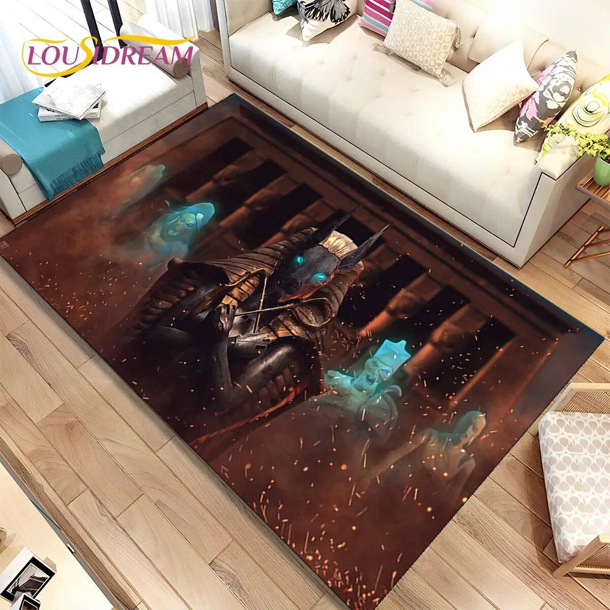 HD Єгипет Смерть Анубіс Міфологія Гора Килимок, Килимок для дому Вітальня Спальня Диван Придверний килимок Кухонний декор, Нековзкий килимок 40x60cm(15x23in)