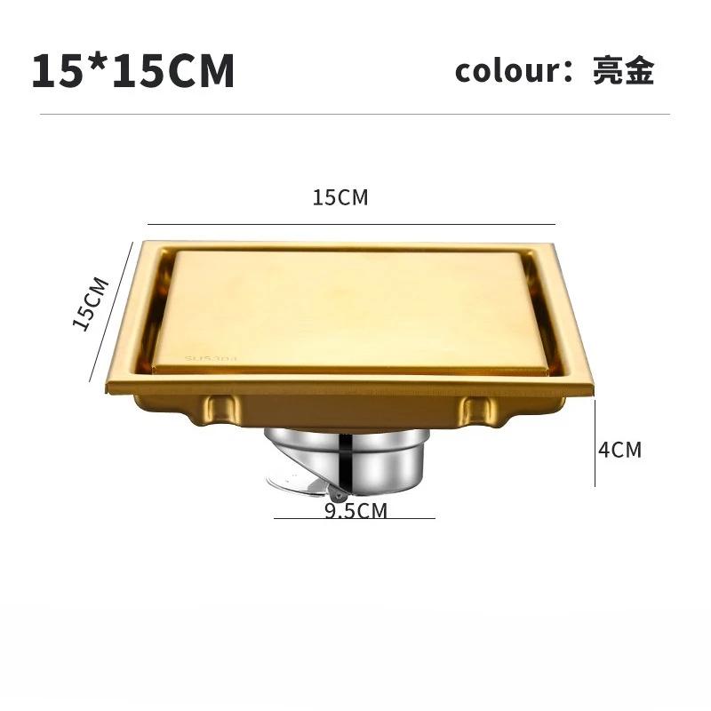 Anti-odor Tile Insert Square Floor Waste Drain Bathroom Drain Shower Grates 304 Stainless Steel Large Flow Drainer 15x15cm 15x15cm золотий
Anti-odor Tile Insert Square Floor Waste Drain Bathroom Drain Shower Grates 304 Stainless Steel Large Flow Drainer 15x15cm 15x15cm золотий