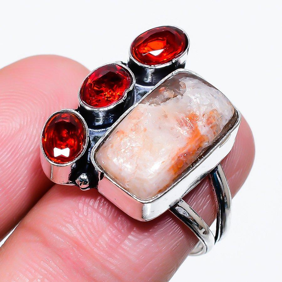 Кольцо из стерлингового серебра 925 пробы с натуральным оранжевым сколецитом и гранатом, размер 8,5 L2Y55
Кольцо из стерлингового серебра 925 пробы с натуральным оранжевым сколецитом и гранатом, размер 8,5 L2Y55